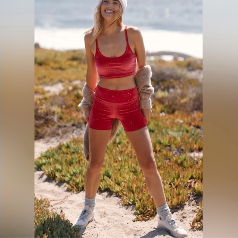 Beach Riot Red Velvet top & shorts set L